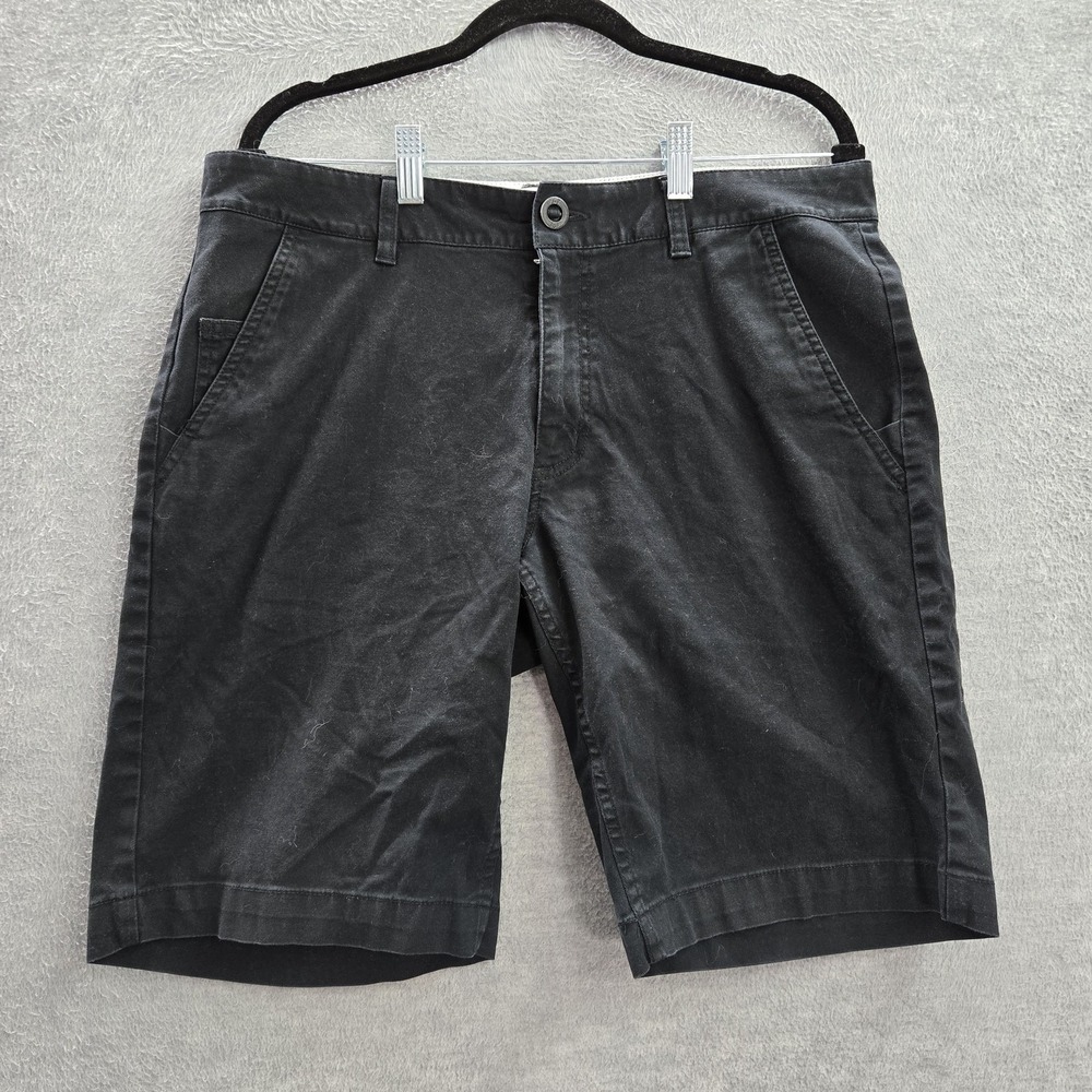 Fox Racing Men Shorts 32 Black Casual Logo Button 10.5" Inseam Cotton Elastane